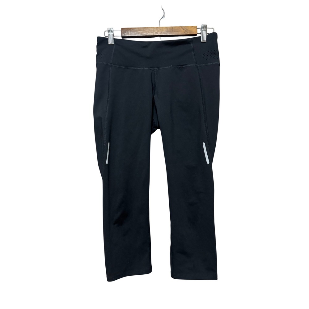 Champion Capri Leggings Womens Medium Black Excellent Duo Dry Reflective Running